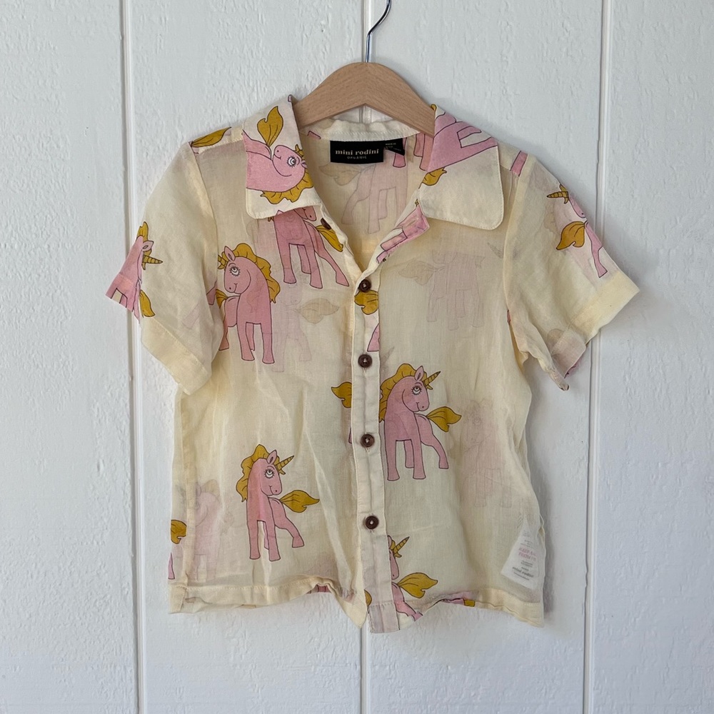 Mini Rodini pink unicorn blouse